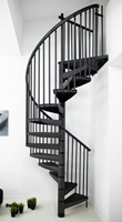 Escalier en colimaçon RONDO - Escalier en colimaçon en acier noir - Diamètre 120cm - Hauteur 300 cm