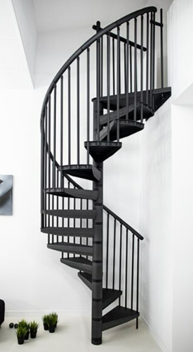 Escalier en colimaçon RONDO - Escalier en colimaçon en acier noir - Diamètre 120cm - Hauteur 300 cm