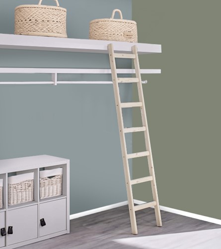 HandyStairs escalier  droite "Fichte" - Largeur 55cm - Hauteur 286cm - 12 marches en pin - Avec main courante