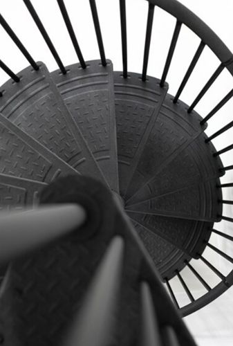 Escalier en colimaçon RONDO - Escalier en colimaçon en acier noir - Diamètre 120cm - Hauteur 300 cm-3