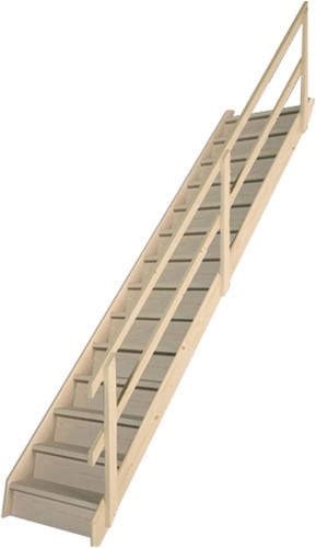 Premium molenaarstrap BASICA11 - Trap met tegentreden - Vurenhout - 14 treden: 300cm. Zelf samen te stellen