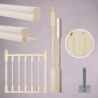 Balustre principal en pin tourné 113 x 7 x 7 cm-2