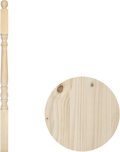 Balustre principal en pin tourné 113 x 7 x 7 cm