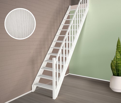 HandyStairs escalier en bois "Vega" - Escalier droit en bois de pin - Hauteur 280cm - Projection 220cm