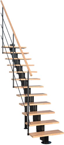 HANDYSTAIRS middenboomtrap "London" - 12 beuken treden voor een hoogte tot 299cm - inclusief leuning