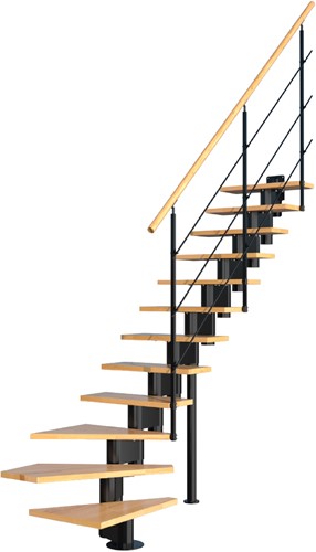 Cet escalier est disponible en métal blanc, noir et gris. 