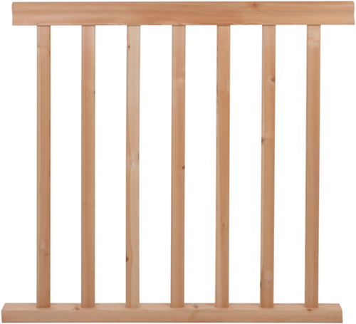 Maatwerk: Balustrade FENZA20 - Balustrade met rechte spijlen - Handgreep sleutelgatprofiel - Grenenhout - 100cm hoog