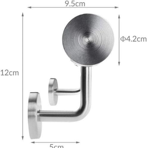 Rampe d'escalier HandyStairs en acier inoxydable - diamètre 42,4 mm - supports compris - 50 cm-3