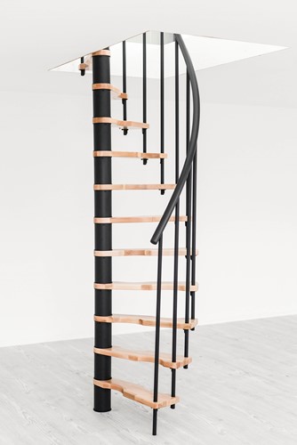 Ruimtebesparende spiltrap SUONO SMART - Treden van beukenhout - Leuning van PVC - Max hoogte 305 cm 