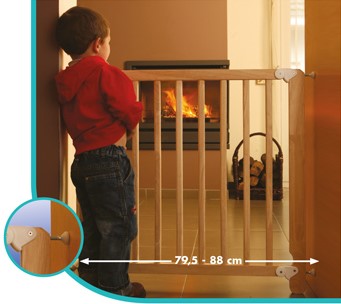 Barrière enfant ELSA - Barrière d'escalier en bois massif Elsa, naturel de 79,5 cm à 88 cm de largeur.