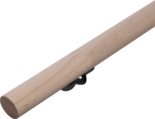Rampe d'escalier en bois HandyStairs - Garde-corps rond Ø 45 mm - Bois de hêtre jointé - Extrémités droites - 100 cm