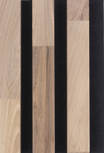 HANDYSTAIRS Panel acústico de listones de roble macizo con fieltro negro - 'Roble Nogal' - 2400x600x30mm